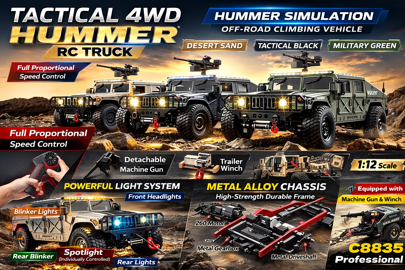 TitanForce™ C8835 Tactical 4WD RC Off-Road Truck!