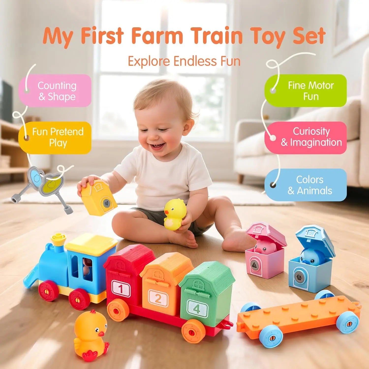NumberNest™ Farm Friends Learning Train Set