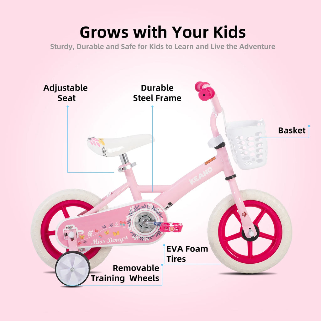 SweetBerry™ Princess Kids Bicycle with Parent Handle
