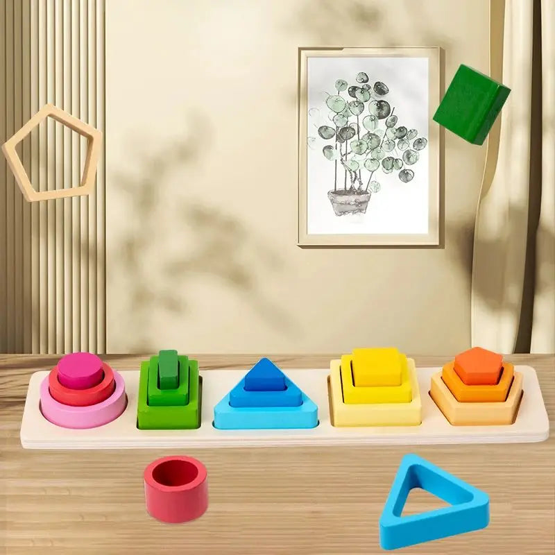 BrightNest™ Montessori Shape Stacking Board