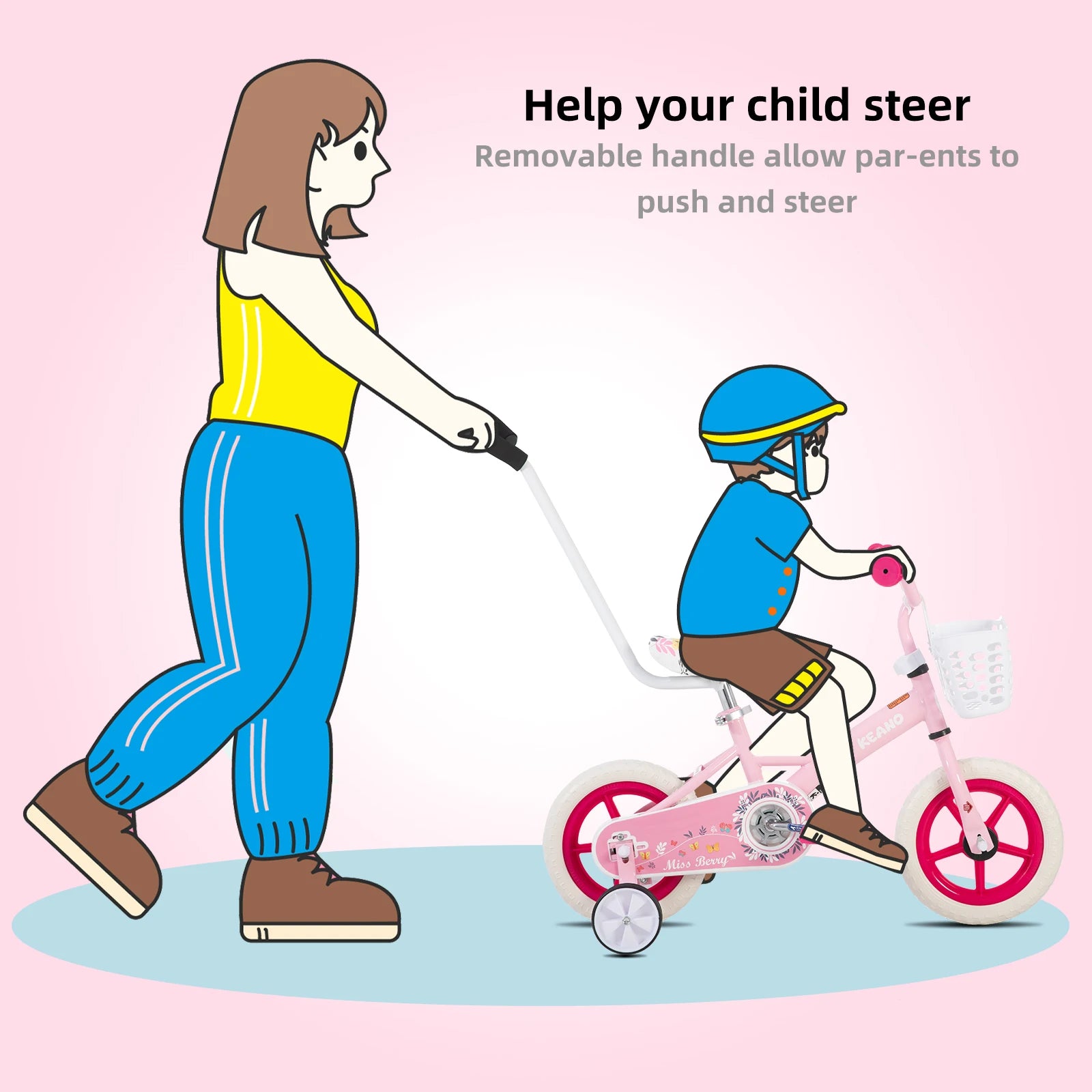 SweetBerry™ Princess Kids Bicycle with Parent Handle